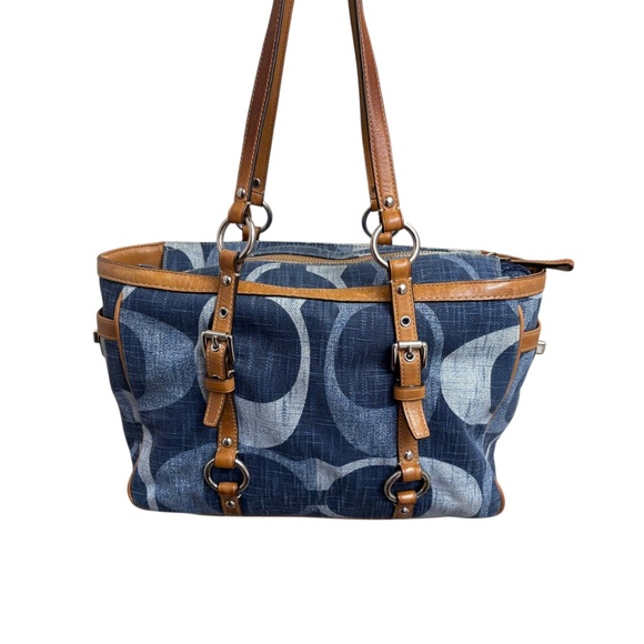 Coach f13810 blue denim vintage y2k signature denim tonal tote bag - Picture 12 of 16